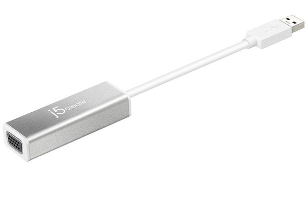 j5create USB 3.0 VGA Adapteriin, ohut, alumiinia, valkoinen