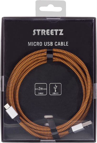 Streetz USB-A - Micro-USB B - cable, 2 m, Orange