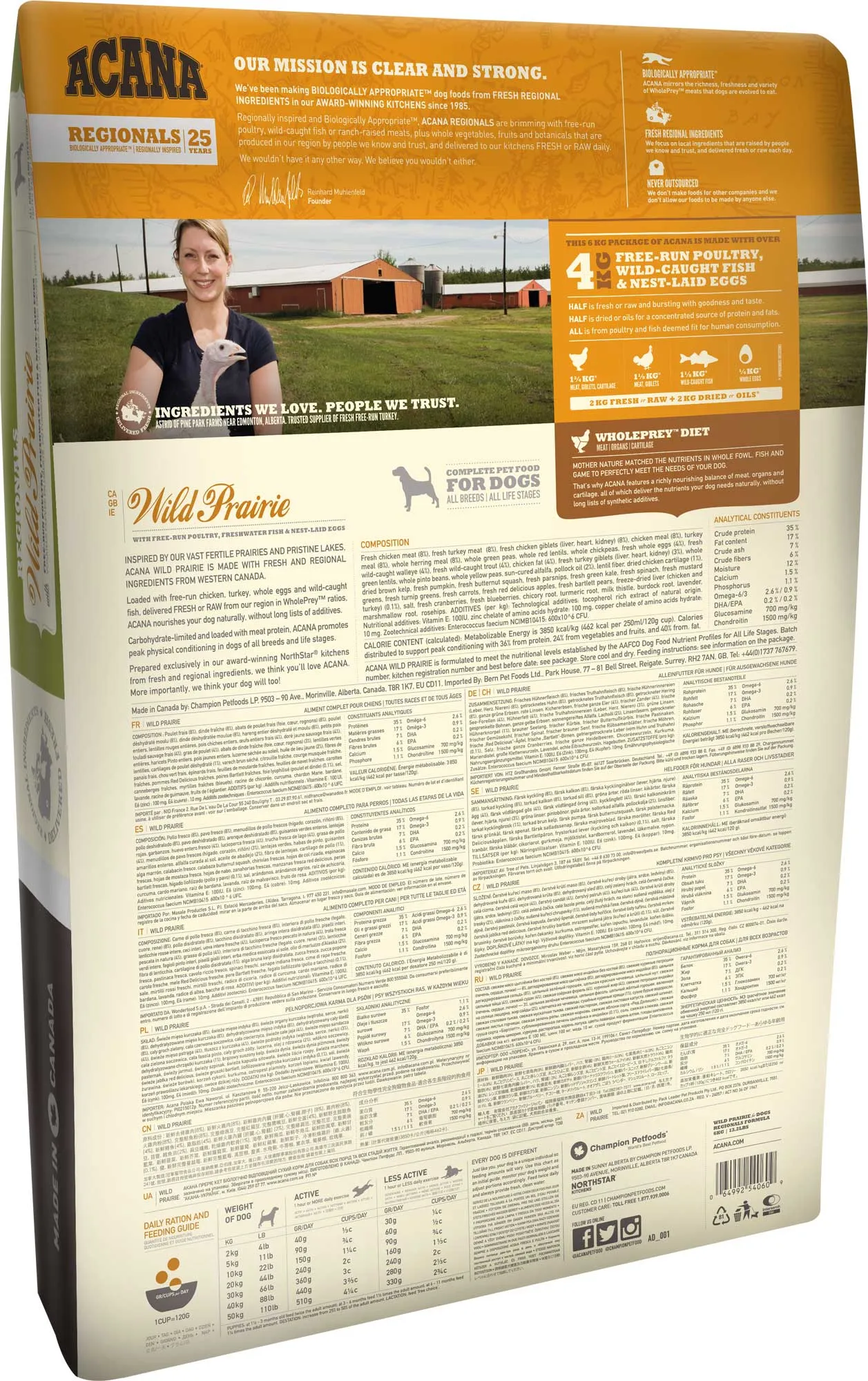 ACANA Highest Protein Wild Prairie, Dry food for dogs, Adult, Grain Free, 11.4kg