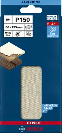 Bosch Expert M480 mesh sanding sheet 80 x 133mm, K150 (10 pieces, for orbital sanders)
