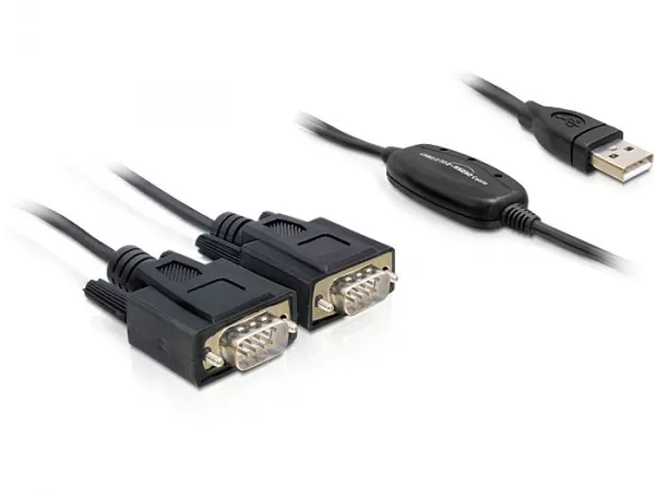 Delock Adapter USB 2.0 Type-A > 2 x Serial DB9 RS-232
