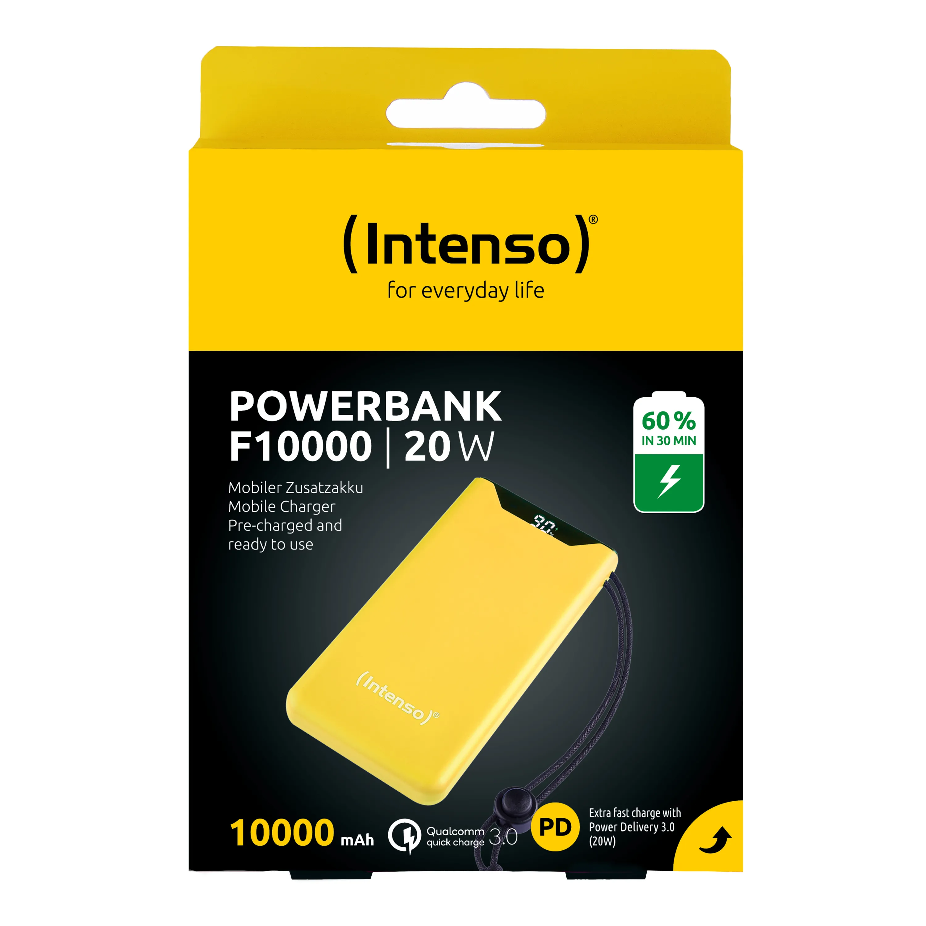 Intenso F10000 -varavirtal&auml;hde, 10000 mAh, Keltainen