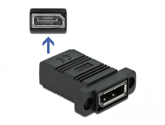 DeLock Easy 45 DisplayPort - DisplayPort - adapter, Svart