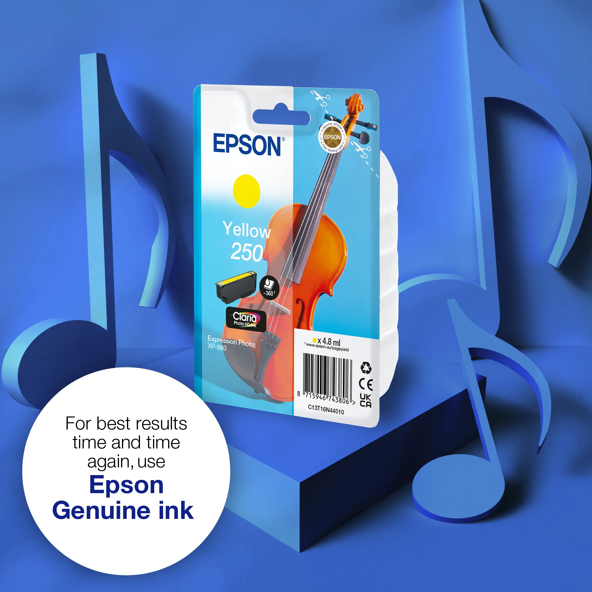 Epson 250 -mustekasetti, 4.8 ml, keltainen