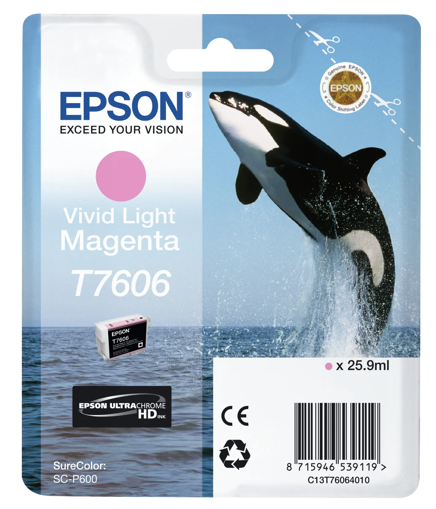 Epson T7606 -mustekasetti, 25.9 ml, vivid light magenta