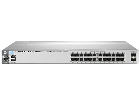 HPE Switch 3800-24G-2SFP+ Layer3 Switch - 24x 10/100/1000T portia + 2x 1GbE/10GbE SFP+ porttia. 1x pinoamismoduli paikka.  Sis&auml;lt&auml;&auml; 1 x  J9581A 400 W virtal&auml;hde