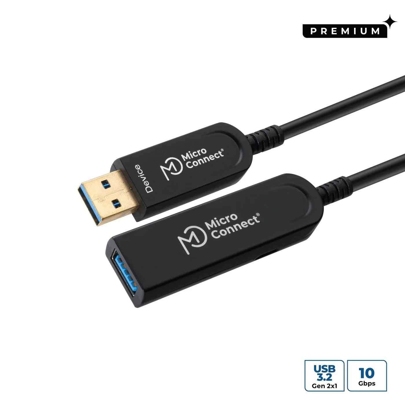 MicroConnect MC-USB3.0AAF20AOP USB 3.2 Gen 2 USB-A extension cable, 20 m, Black