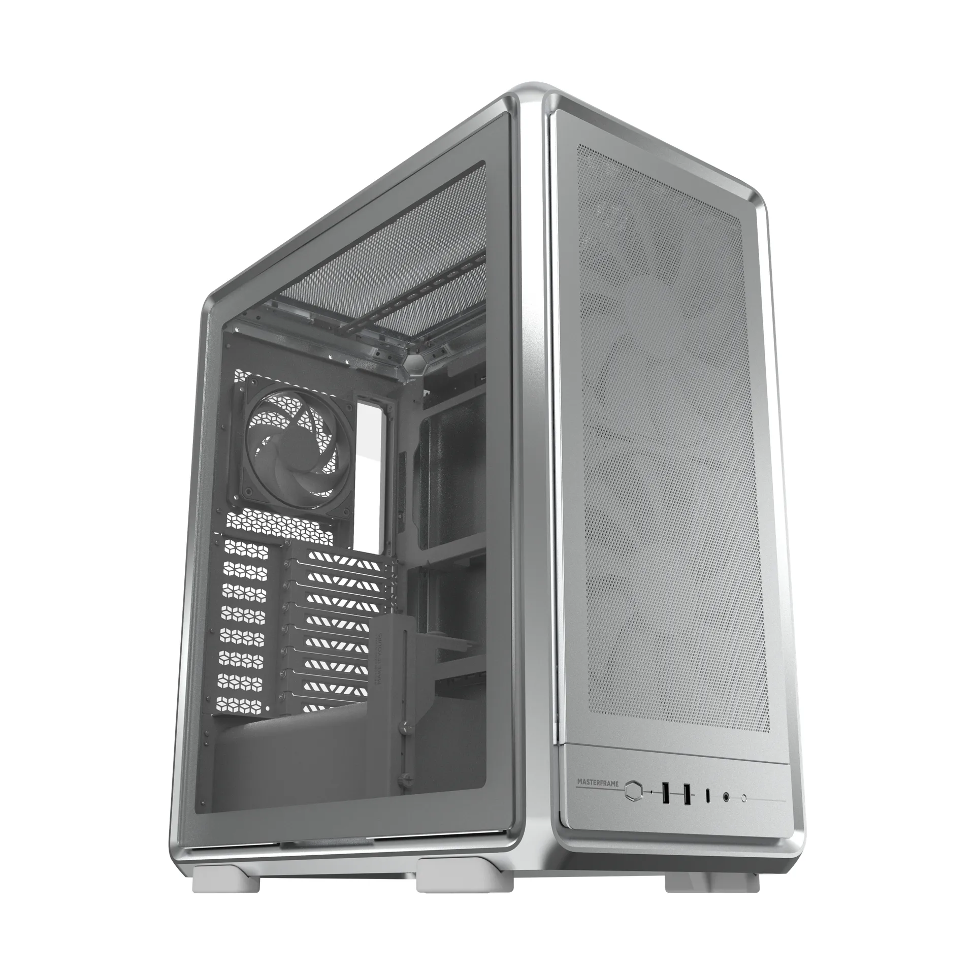Cooler Master MasterFrame 500 Mesh midi-tower chassi med f&ouml;nster och RGB-belysning, svart