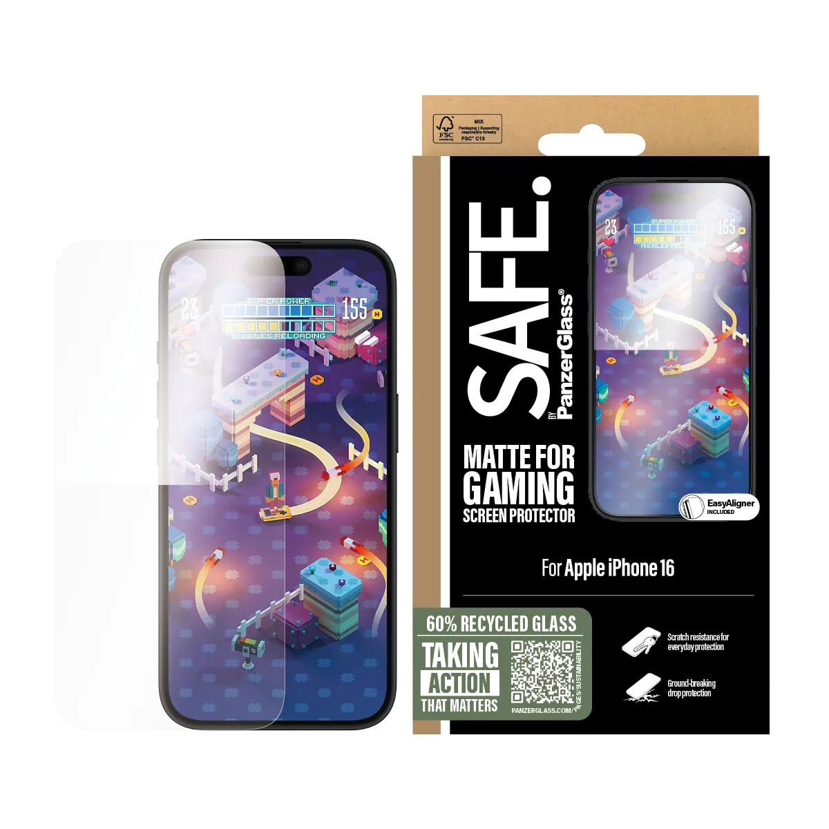 PanzerGlass SAFE Ultra-Wide Fit Gaming, iPhone 16 -panssarilasi