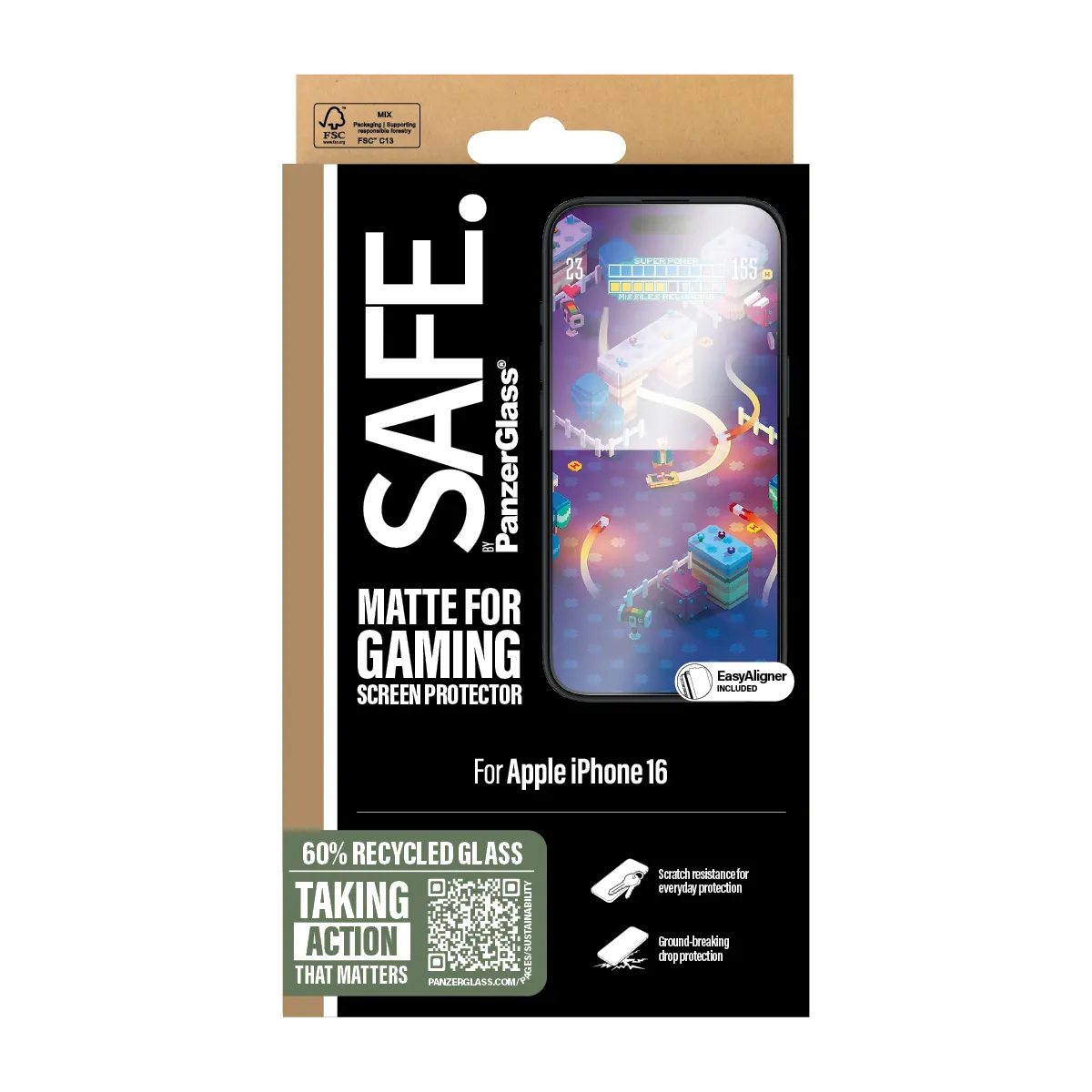 PanzerGlass SAFE Ultra-Wide Fit Gaming, iPhone 16 -panssarilasi