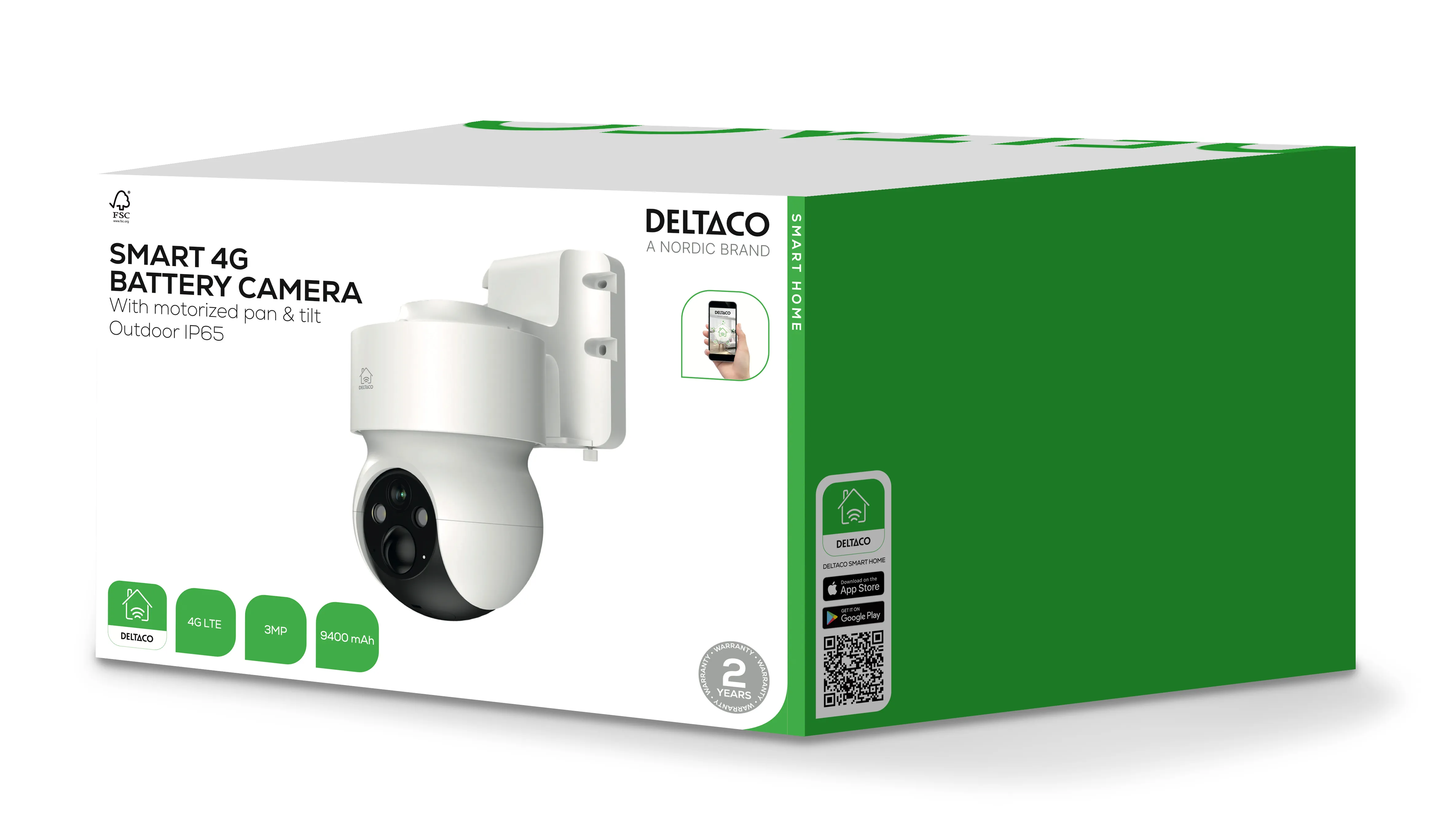 Deltaco Smart Home Smart 4G battery powered camera with motorized pan & tilt, outdoor