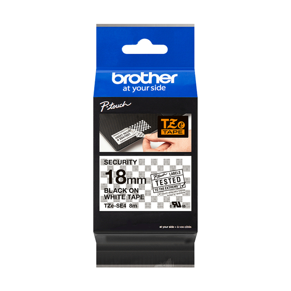 BROTHER TZESE4 18 BLACK ON WHITE SEC TAP