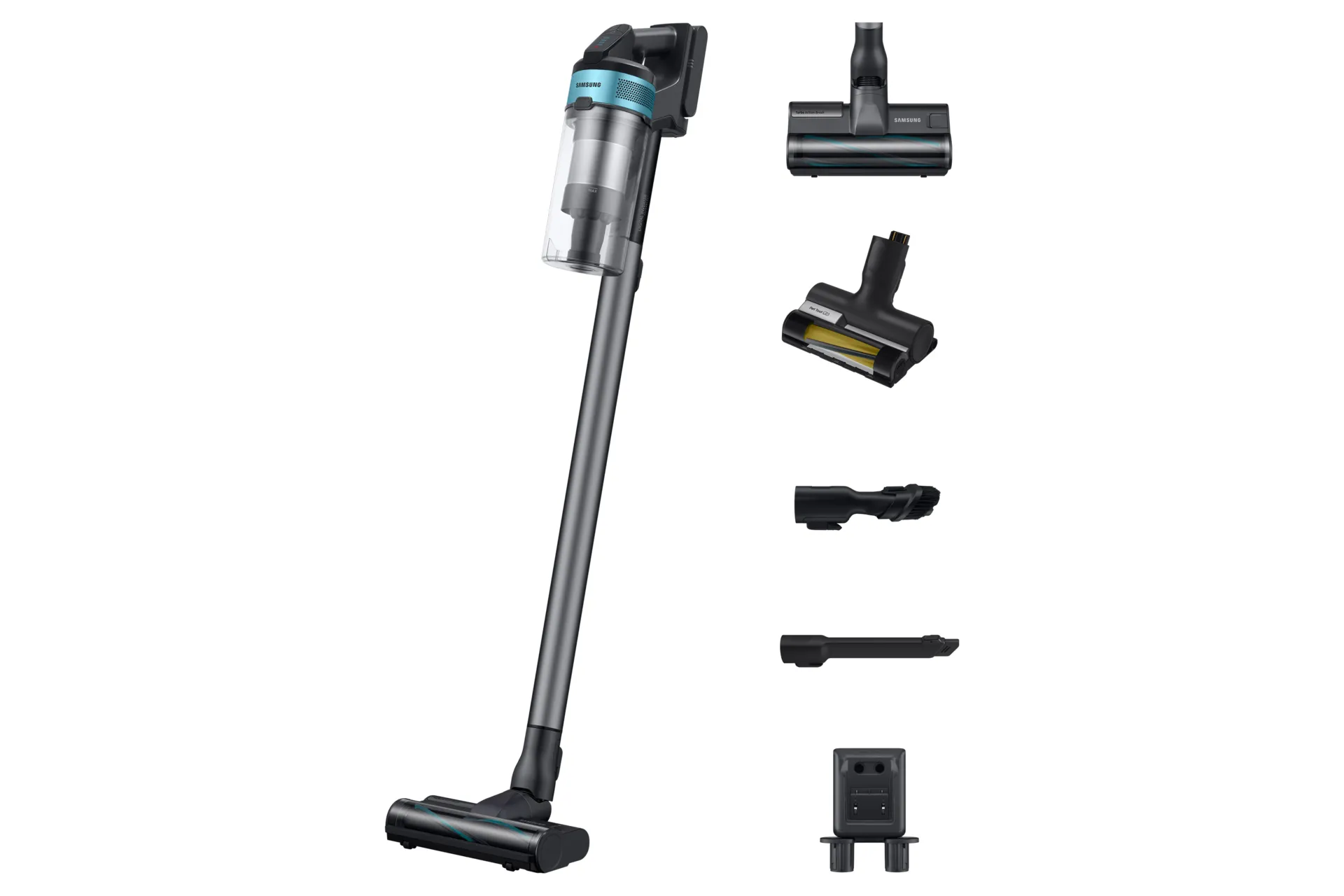 Samsung Jet 75 Pet VS20B75AGR1/GE Stick vacuum cleaner 0.8 L 550 W bagless, Black/Chrome/Teal Mint