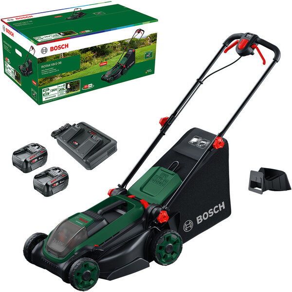 Bosch Rotak 18V2-38 Akkuruohonleikkuri, 38 cm, 18 V, Hiiliharjaton