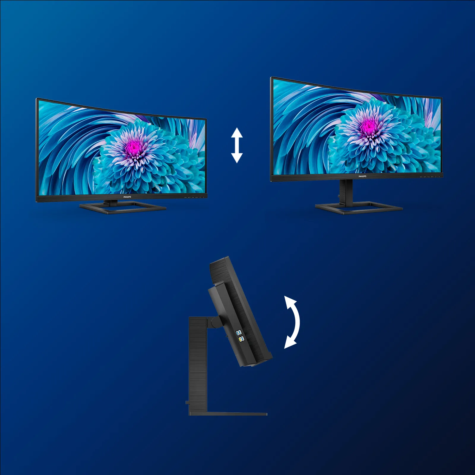 Philips E-Line 346E2CUAE/00 34" UWQHD, VA Curved Monitor with USB-C hub