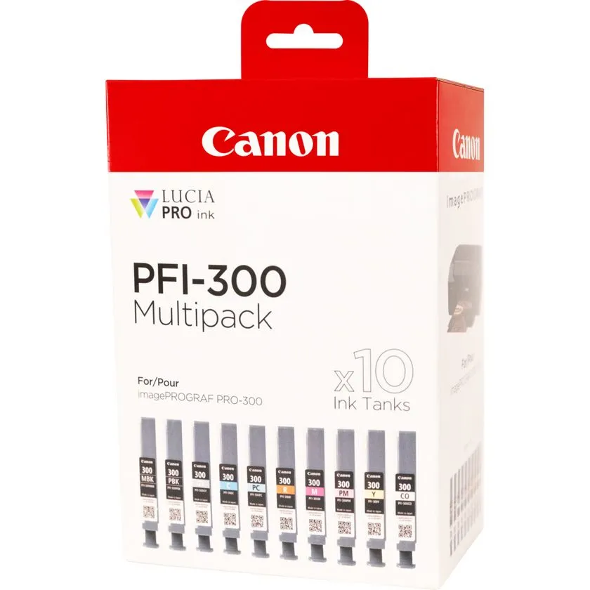 Canon PFI-300 ink cartridge kit, 14.4 ml, Multi-color, 10 pcs