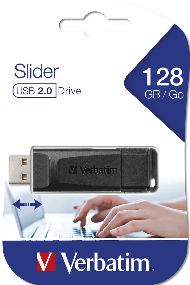 Verbatim 128 GB STORE N GO SLIDER USB 2.0 -muistitikku, Musta