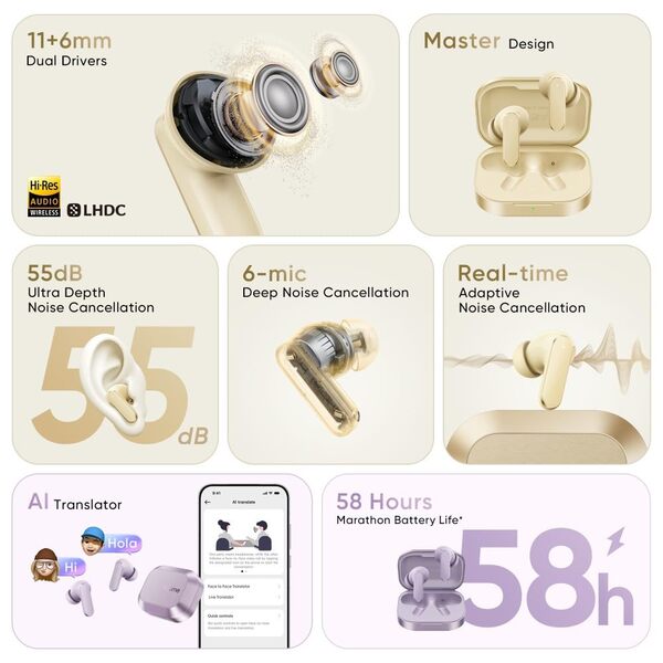 Realme Buds Air 8 -langattomat nappikuulokkeet, Master Grey