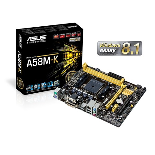 ASUS A58M-K Socket FM2+ AMD A58 2xDDR3 max 32GB D-Sub DVI PCI-E mATX
