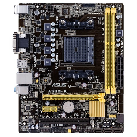 ASUS A58M-K Socket FM2+ AMD A58 2xDDR3 max 32GB D-Sub DVI PCI-E mATX
