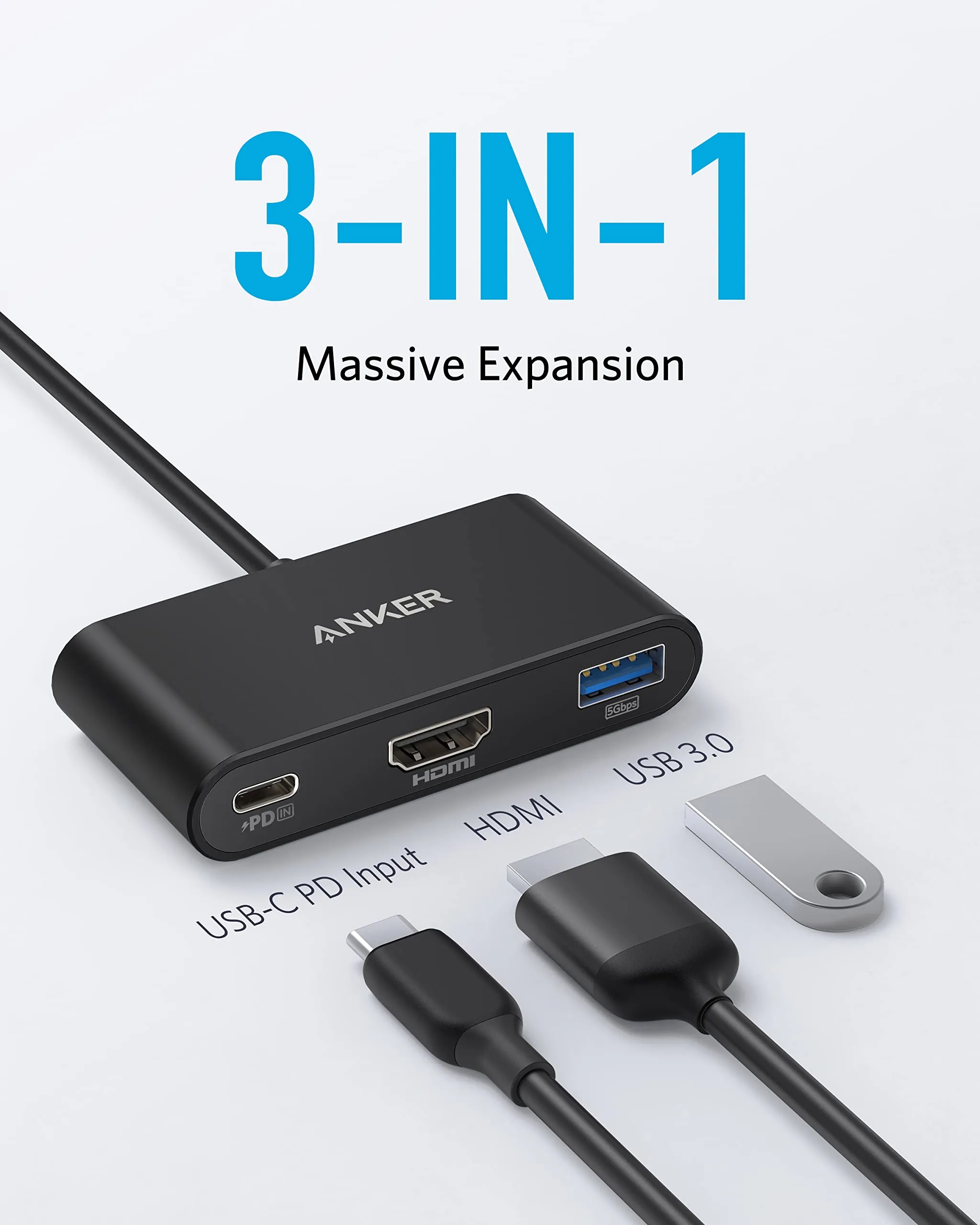 Anker PowerExpand 3-in-1 USB-C -hubi