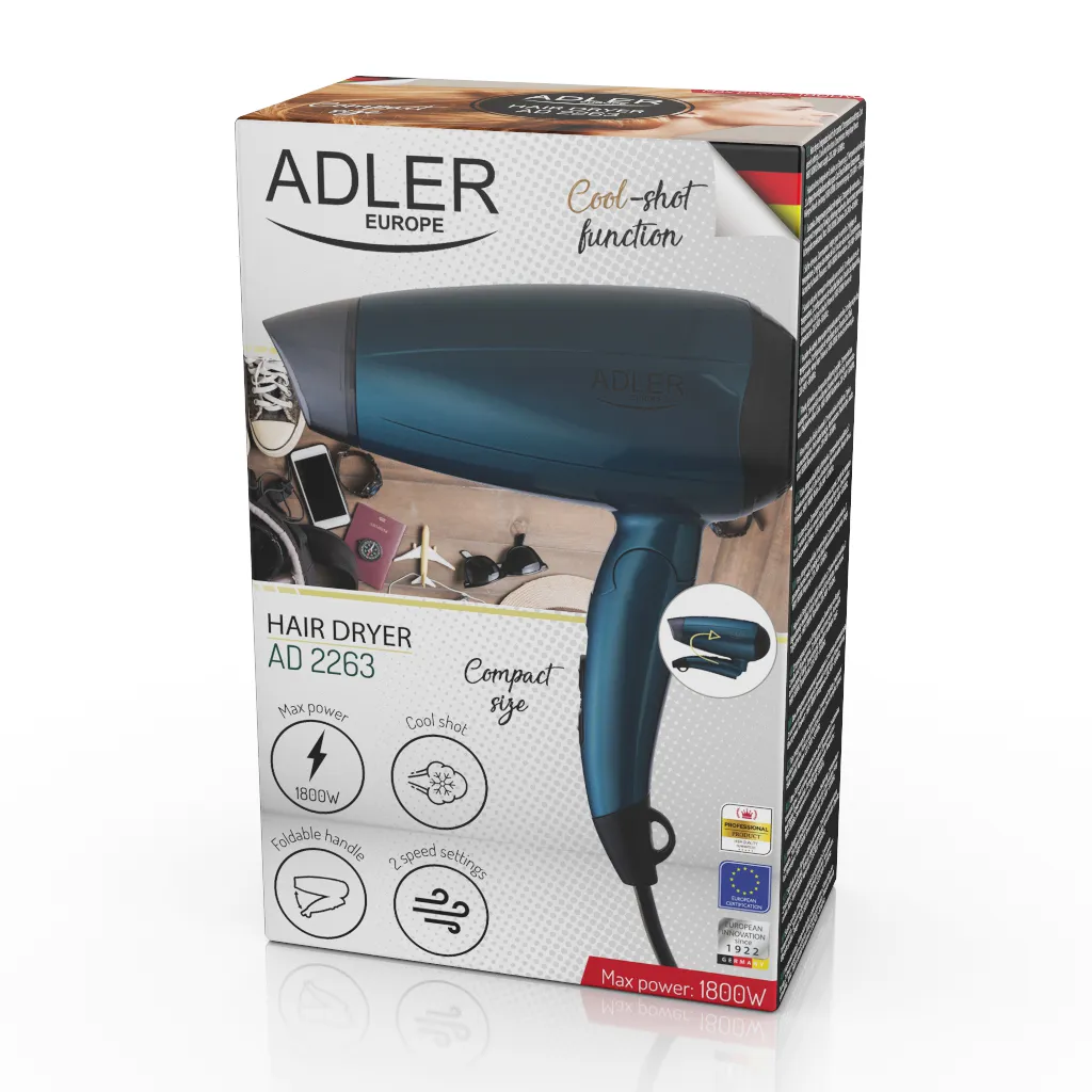 ADLER AD 2263 1800W Hair Dryer, Blue