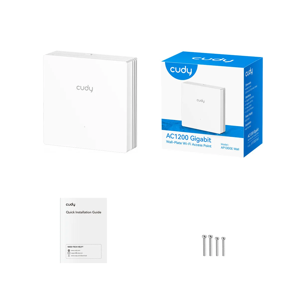 CUDY Access Point Wall-Plate WF5 AC1200 Gigabit Dual Band