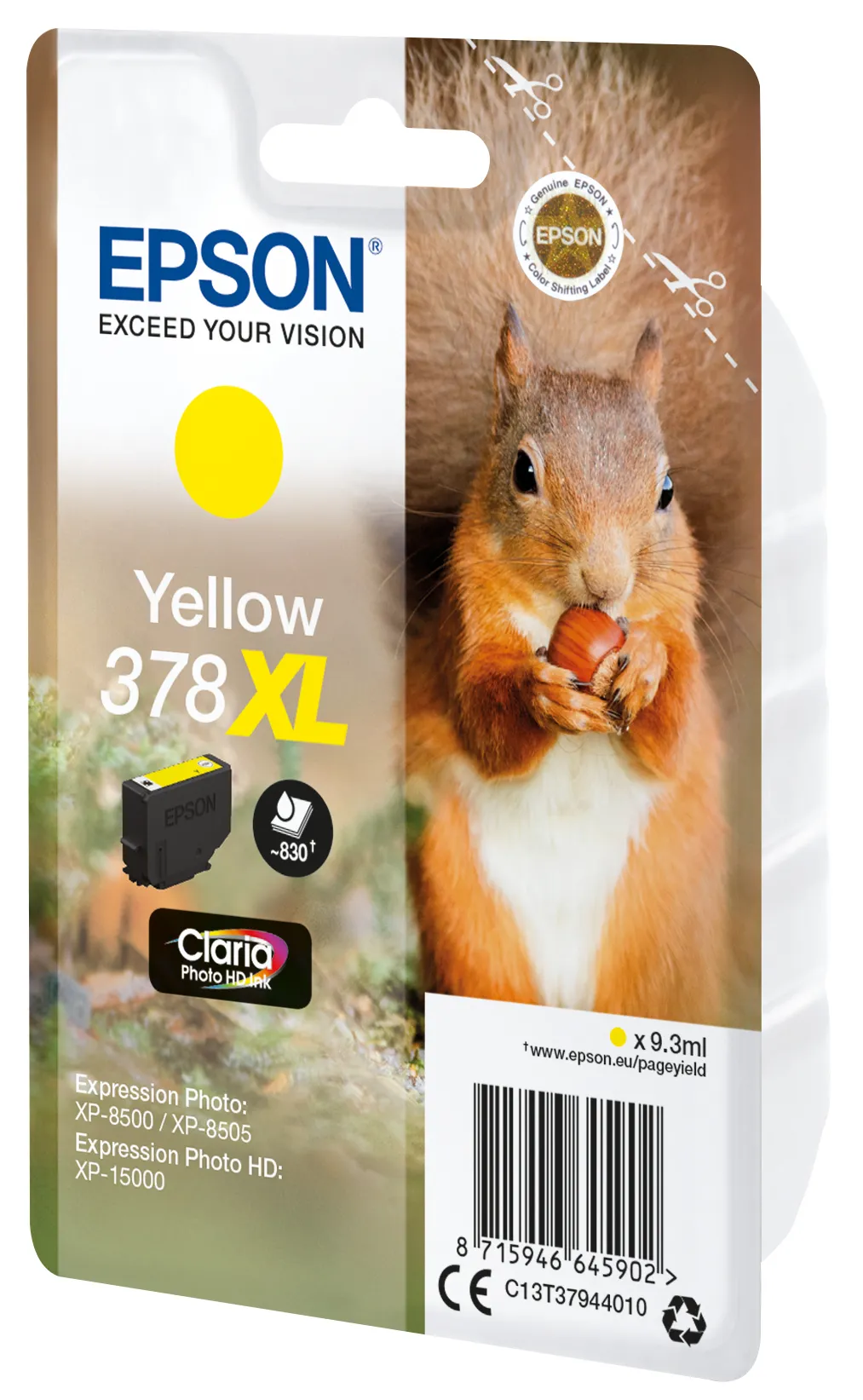 Epson 378XL-mustekasetti, 9.3 ml, keltainen