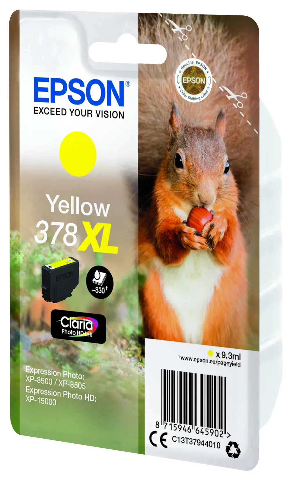 Epson 378XL-mustekasetti, 9.3 ml, keltainen