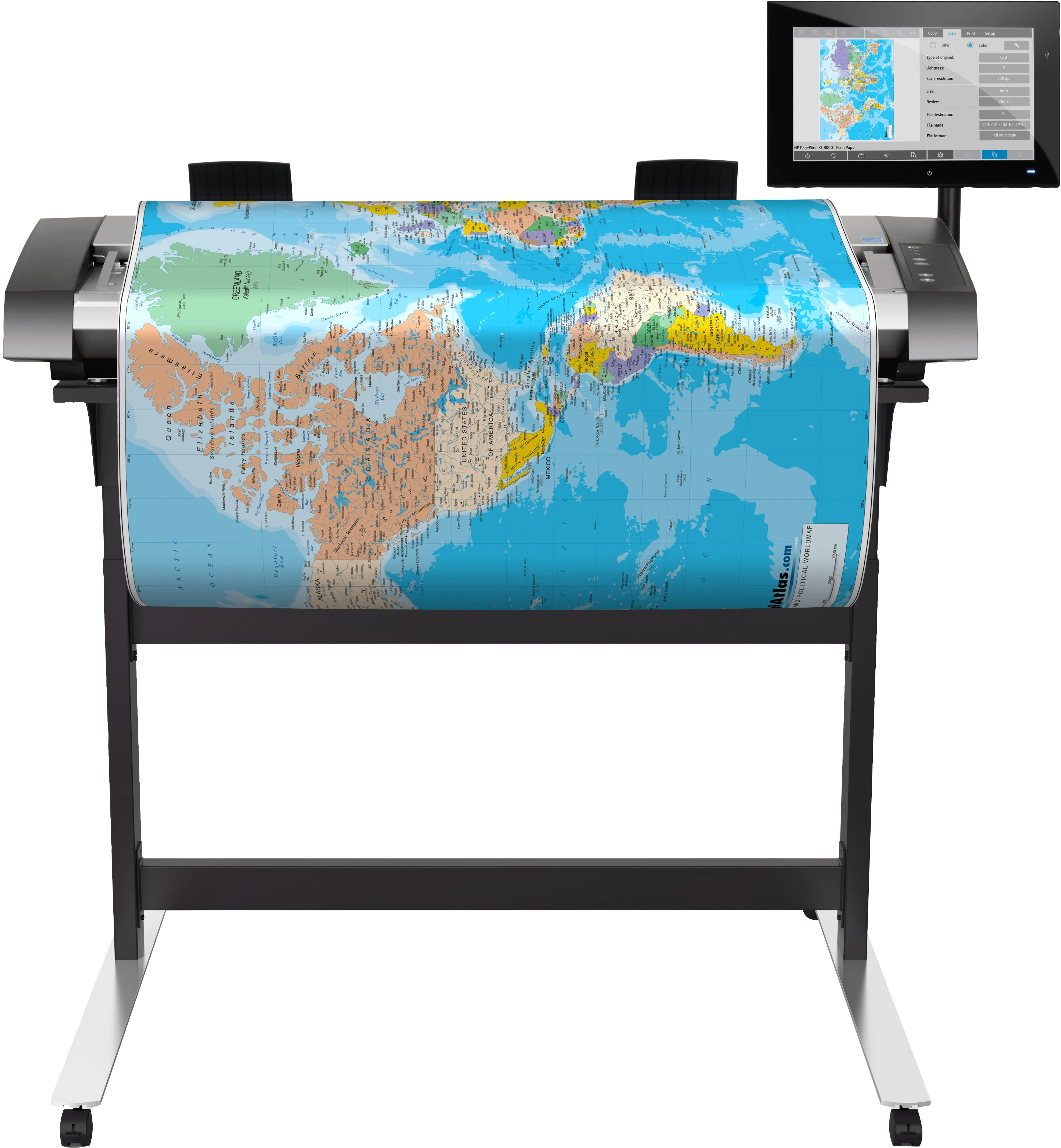 HP Designjet SD Pro Scanner - Rullaskanneri - Rulla (111,8 cm) - 1200 dpi x 1200 dpi - USB 3.0, Gigabit LAN malleihin DesignJet T1530, T930, Z2600 PostScript