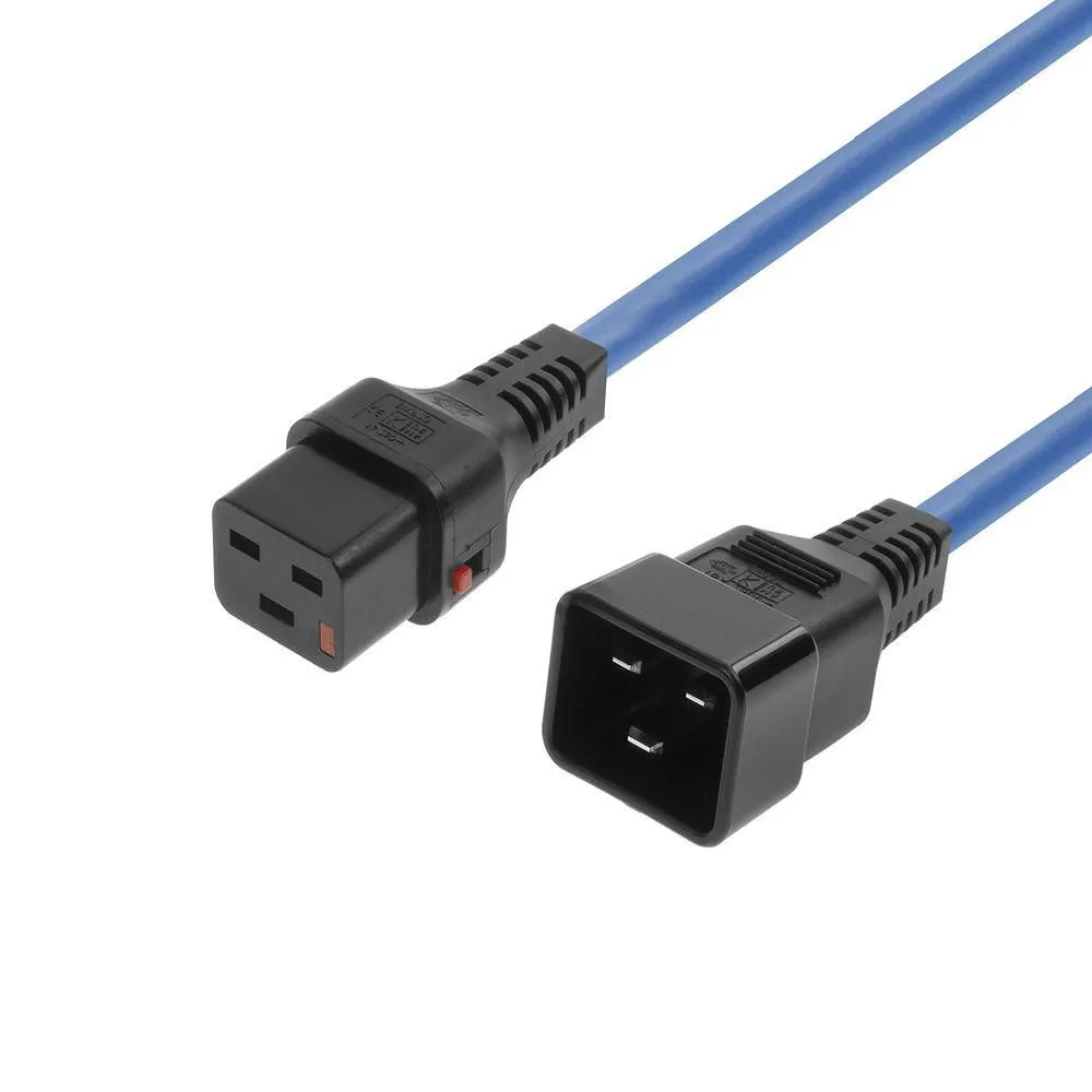 MICROCONNECT IEC C19 Lock - IEC C20 - power cable, 3 m, Blue