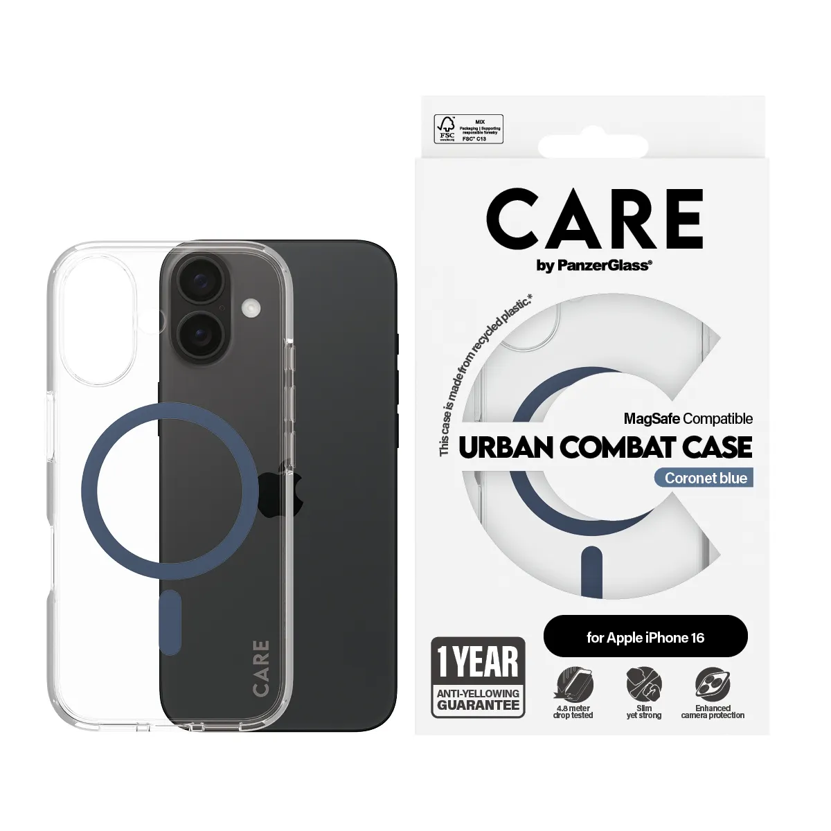 Care by PanzerGlass iPhone 16 MagSafe Urban Combat skal, Bl&aring;