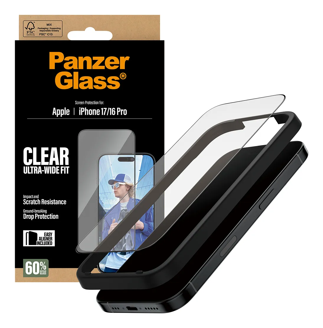 Panzerglass iPhone 17 / 16 Pro - screen protector, Ultra Wide Fit