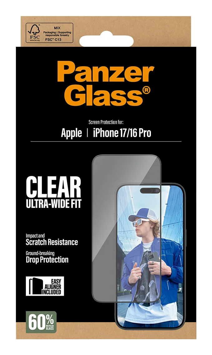 Panzerglass iPhone 17 / 16 Pro - screen protector, Ultra Wide Fit