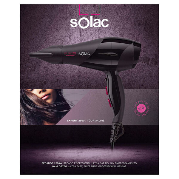 Solac Expert S90004700, 2600W hair dryer, Black