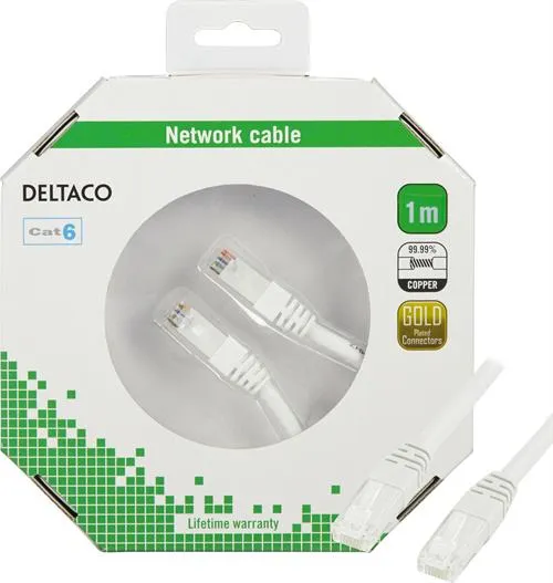 Deltaco Cat6 U/UTP - network cable, 1 m, White