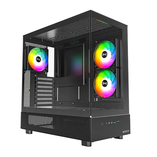 Montech XR TG, 3x120 ARGB PWM - midi chassi, fönster, svart