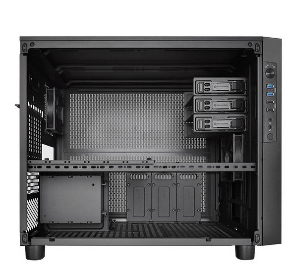 THERMALTAKE Core X5 ATX Cube Case black I/O ports, 2 preinstalled 12cm fans Case stackable LCS possible