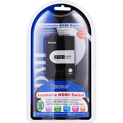 Automaattinen/manuaalinen HDMI-kytkin, 3 -1, 19-pin n, kaukos&auml;&auml;din