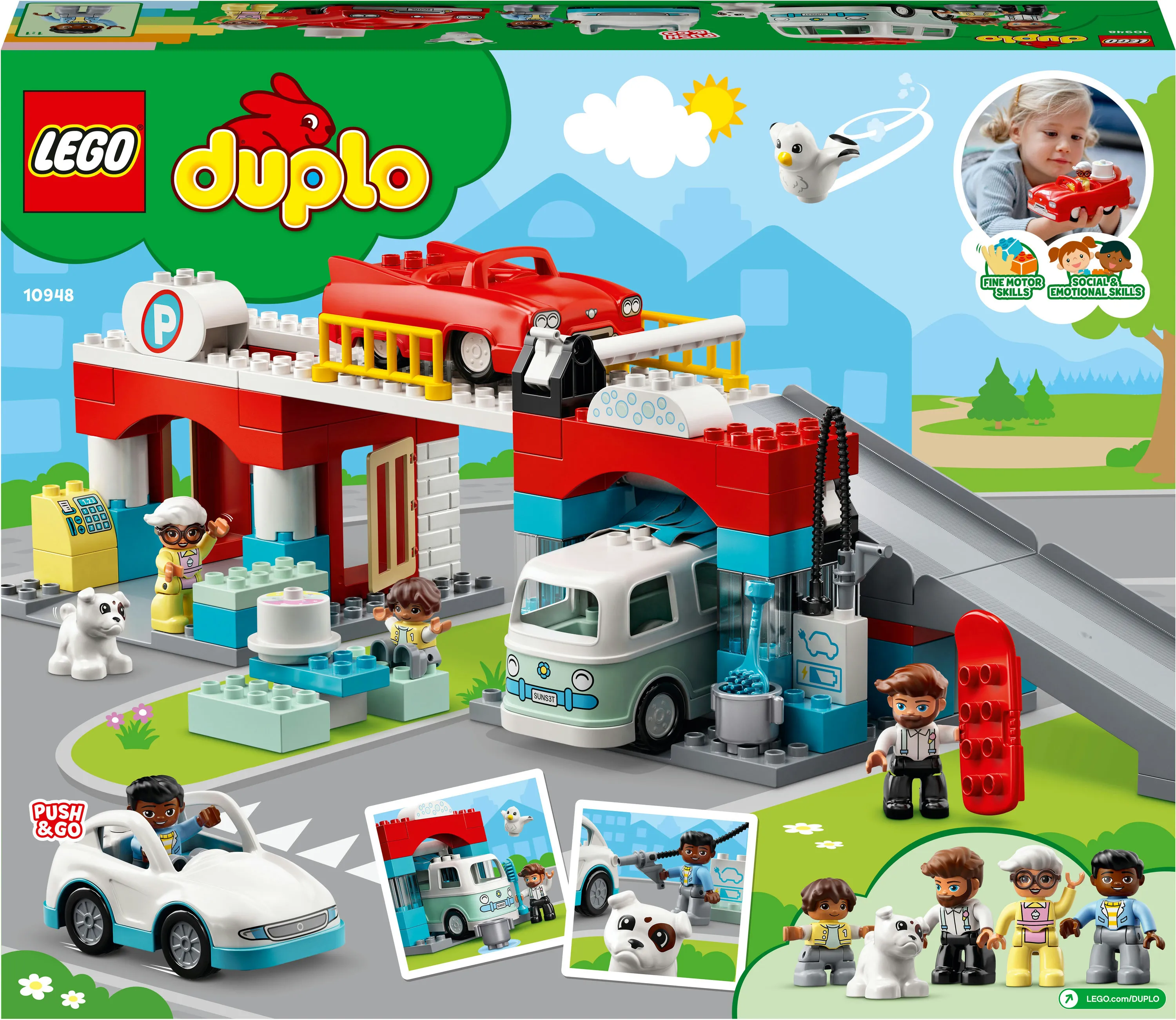 Lego Duplo parking garage with car wash 10948