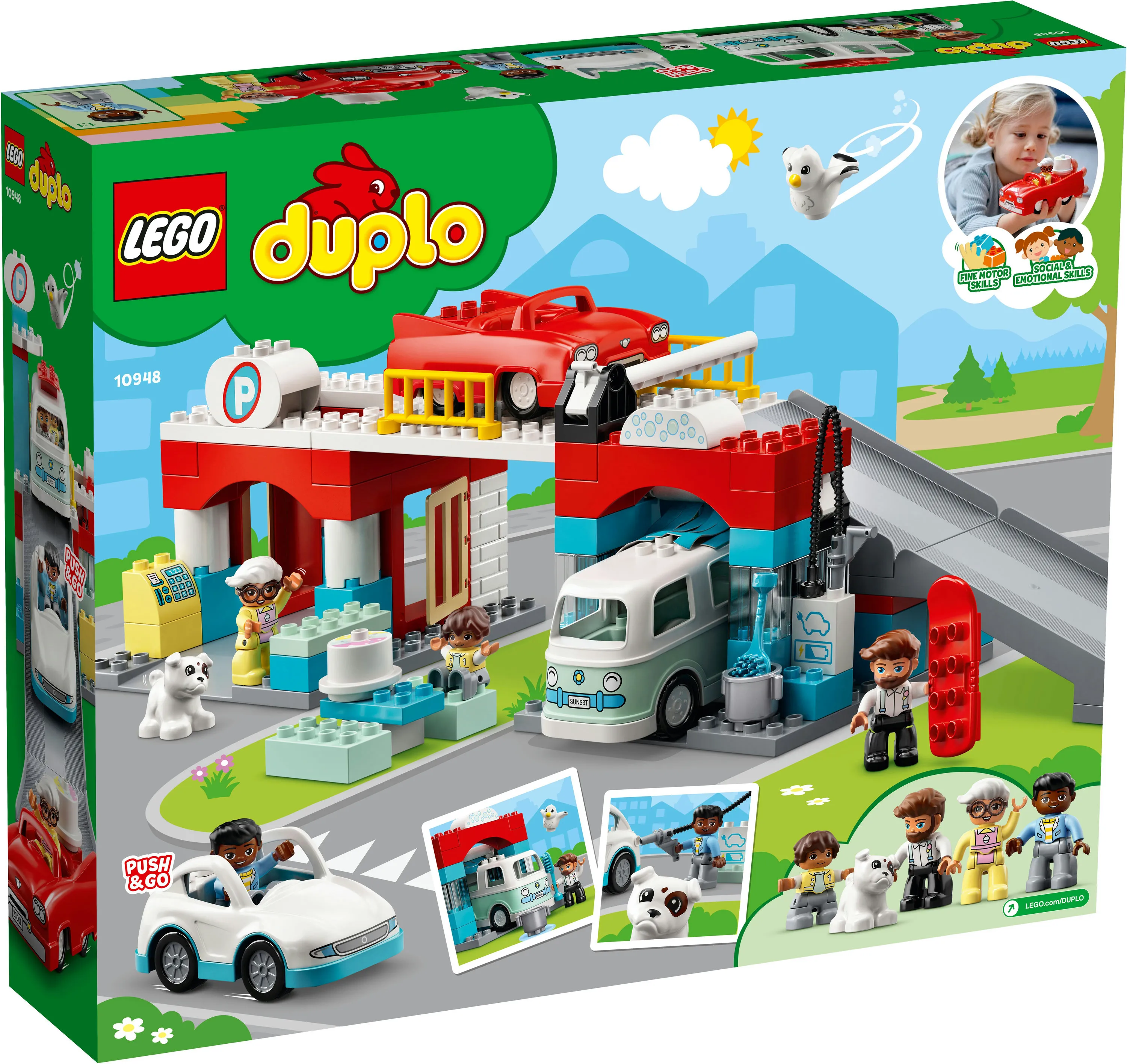Lego Duplo parking garage with car wash 10948