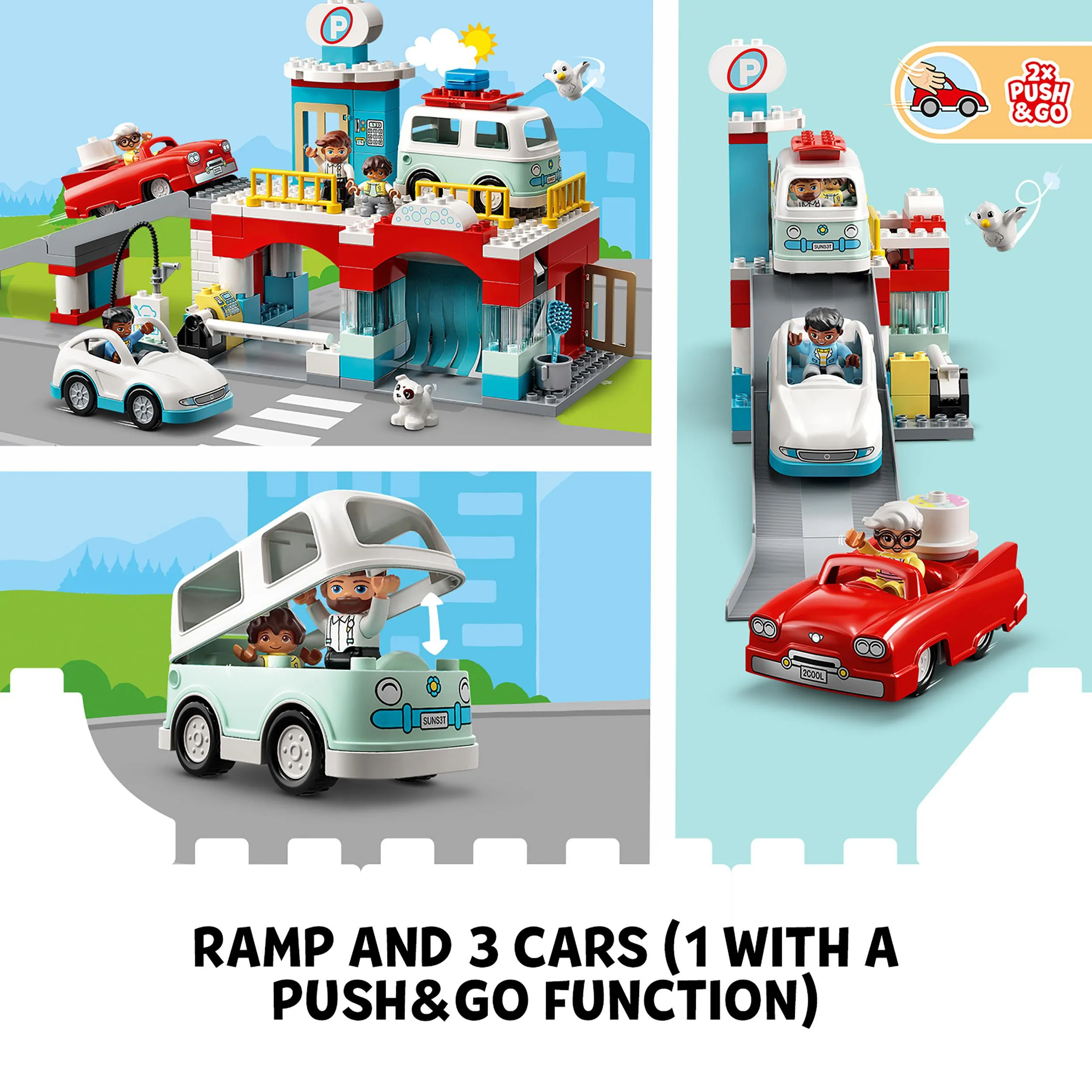 Lego Duplo parking garage with car wash 10948