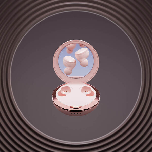 Happy Plugs Adore tr&aring;dl&ouml;sa in-ear h&ouml;rlurar, rosa