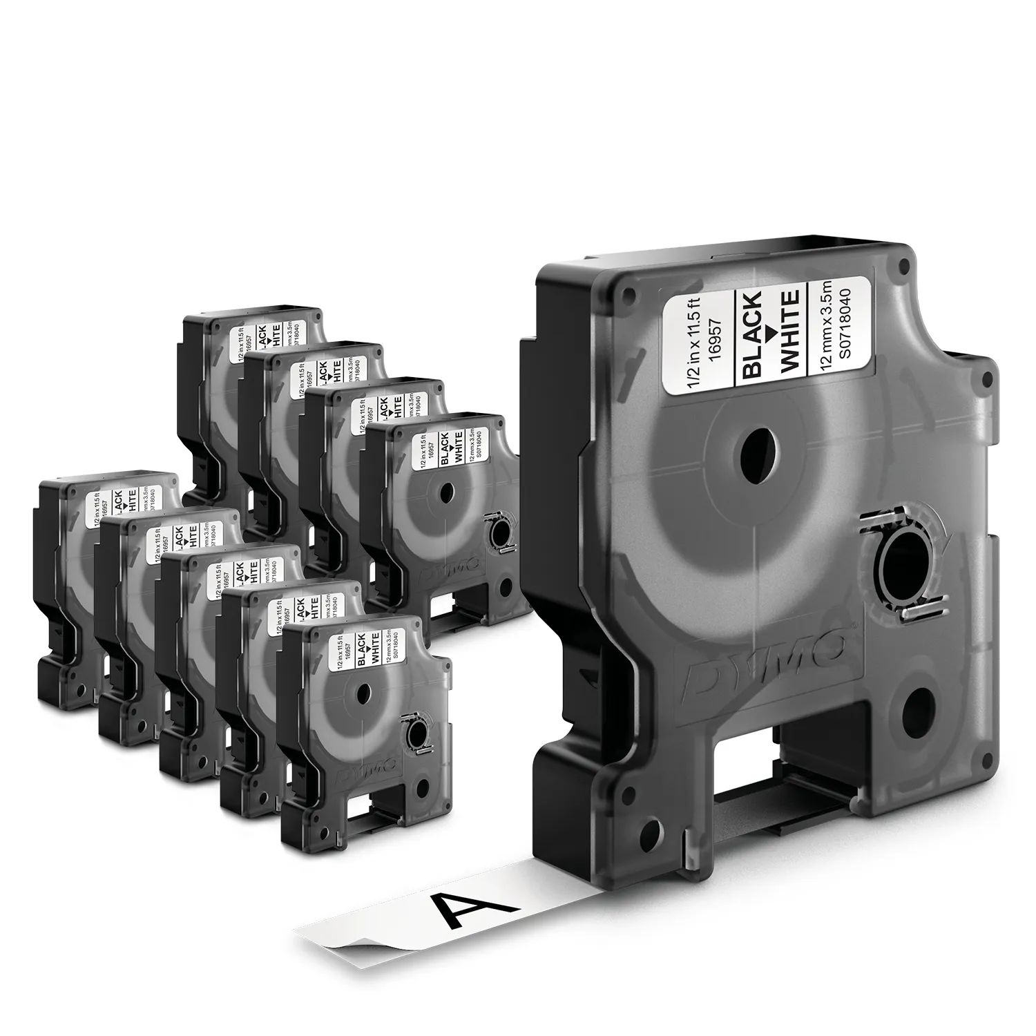 Tape D1 9mmx7m black/white (10)