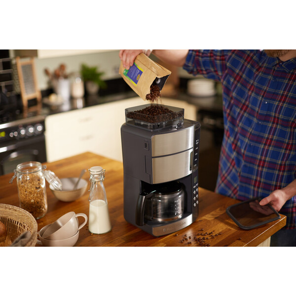 Remington Grind & Brew 25610-56 10 koppar kaffebryggare med kaffekvarn, borstat st&aring;l