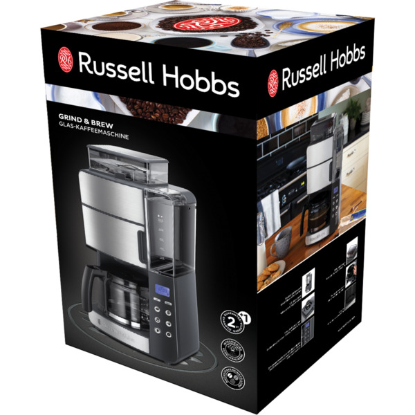 Remington Grind & Brew 25610-56 10 koppar kaffebryggare med kaffekvarn, borstat st&aring;l