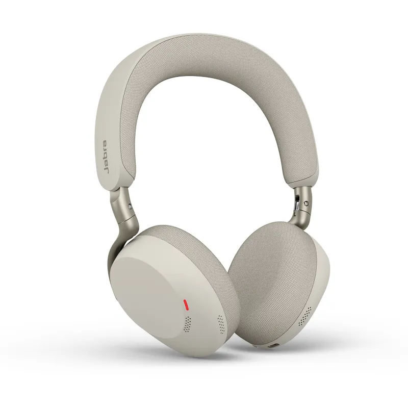 Jabra Evolve3 75 MS Link390C tr&aring;dl&ouml;s headset + tr&aring;dl&ouml;s laddningsplatta och USB-C-adapter, Warm Grey