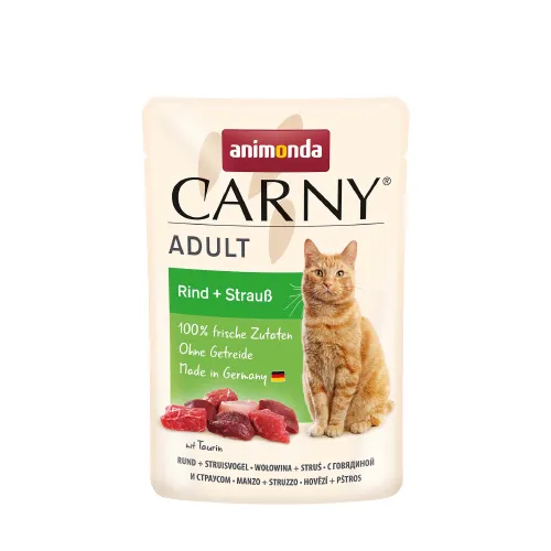 Animonda Carny Adult Beef and Ostrich, V&aring;tfoder f&ouml;r katt, 85 g