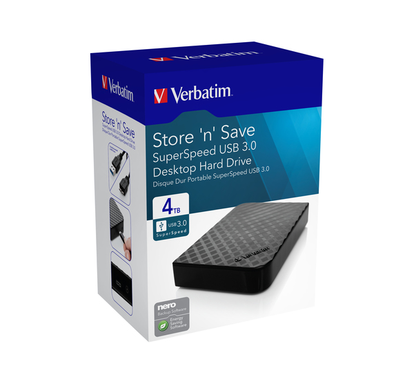 Verbatim Store 'n' Save 4 Tt 3.5" -p&ouml;yt&auml;mallinen ulkoinen HDD, musta