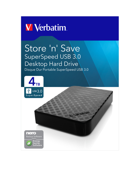 Verbatim Store 'n' Save 4 Tt 3.5" -p&ouml;yt&auml;mallinen ulkoinen HDD, musta